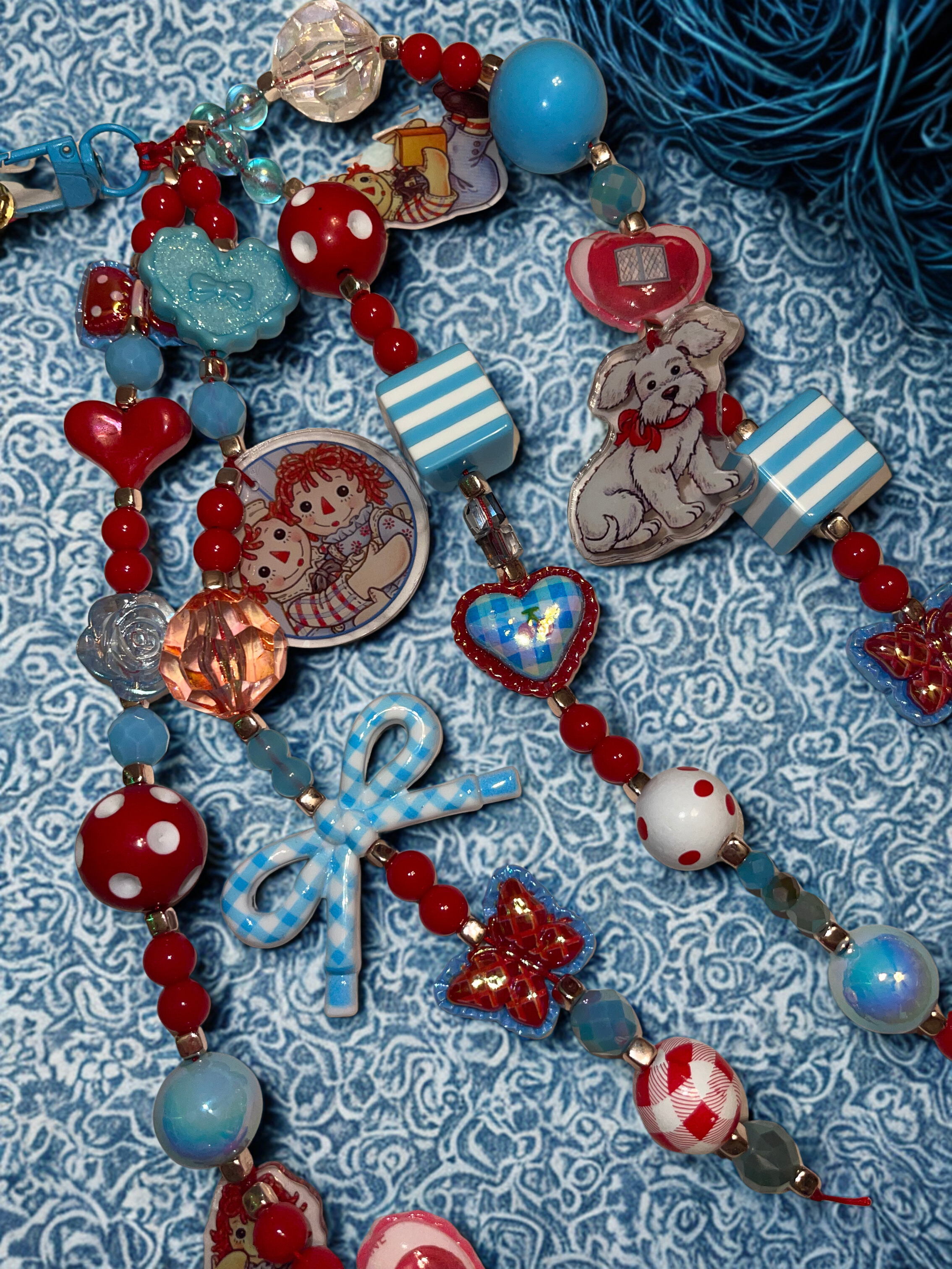 Vintage Rag Doll Handmade Journal Charm - Junk Journal Bookmark Charm, Beaded Planner Accessory