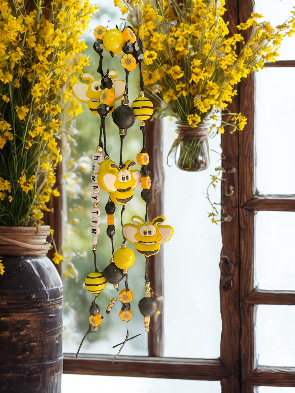 Honey Pot Handmade Journal Charm - Bee Beaded Bookmark Charm, Planner Accessory