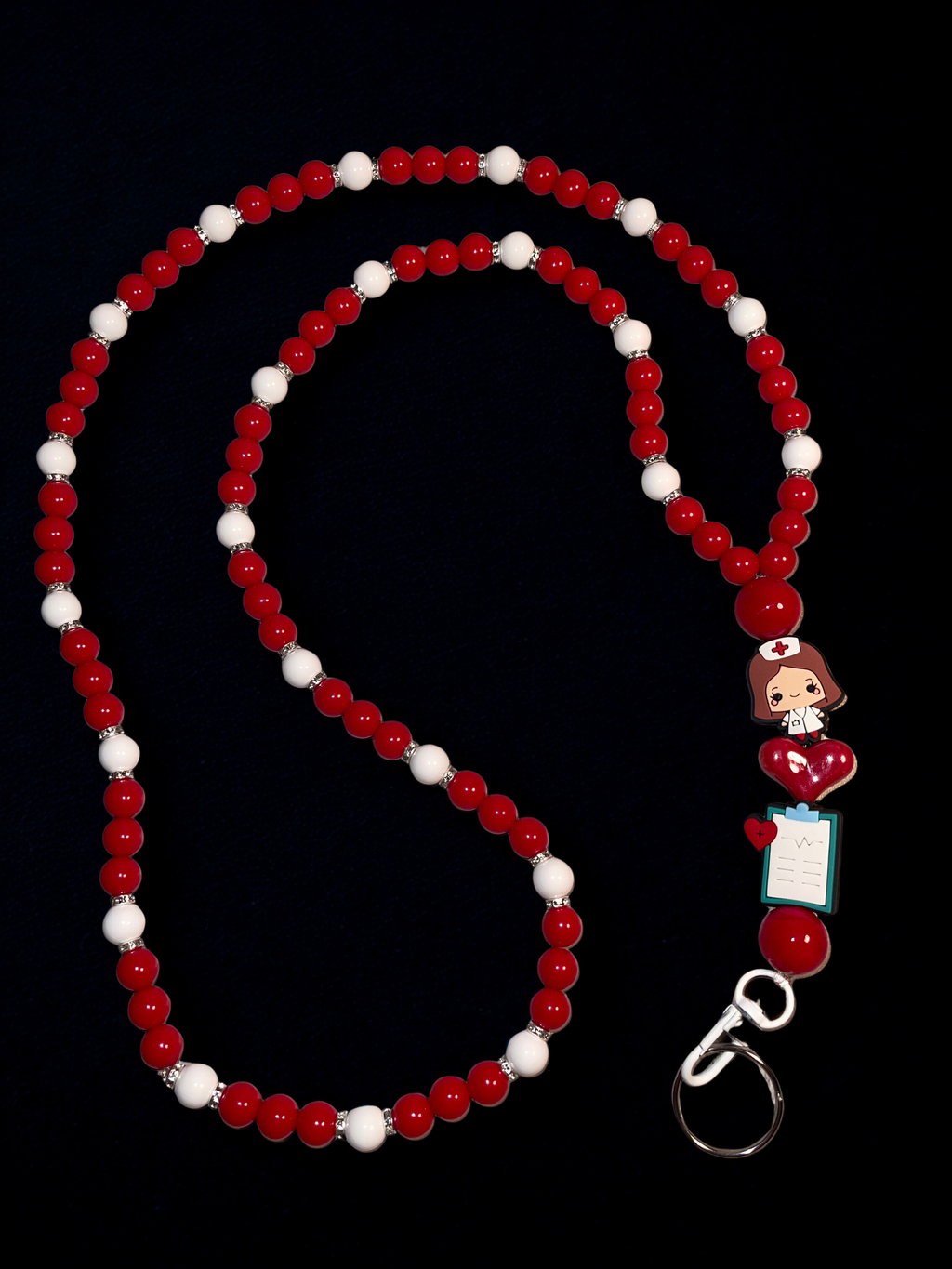 Nurse Handmade Beaded Lanyard - Acrylic & Silicone Nurse Theme Bead Lanyard, Gift for Nurses & Healthcare Workers