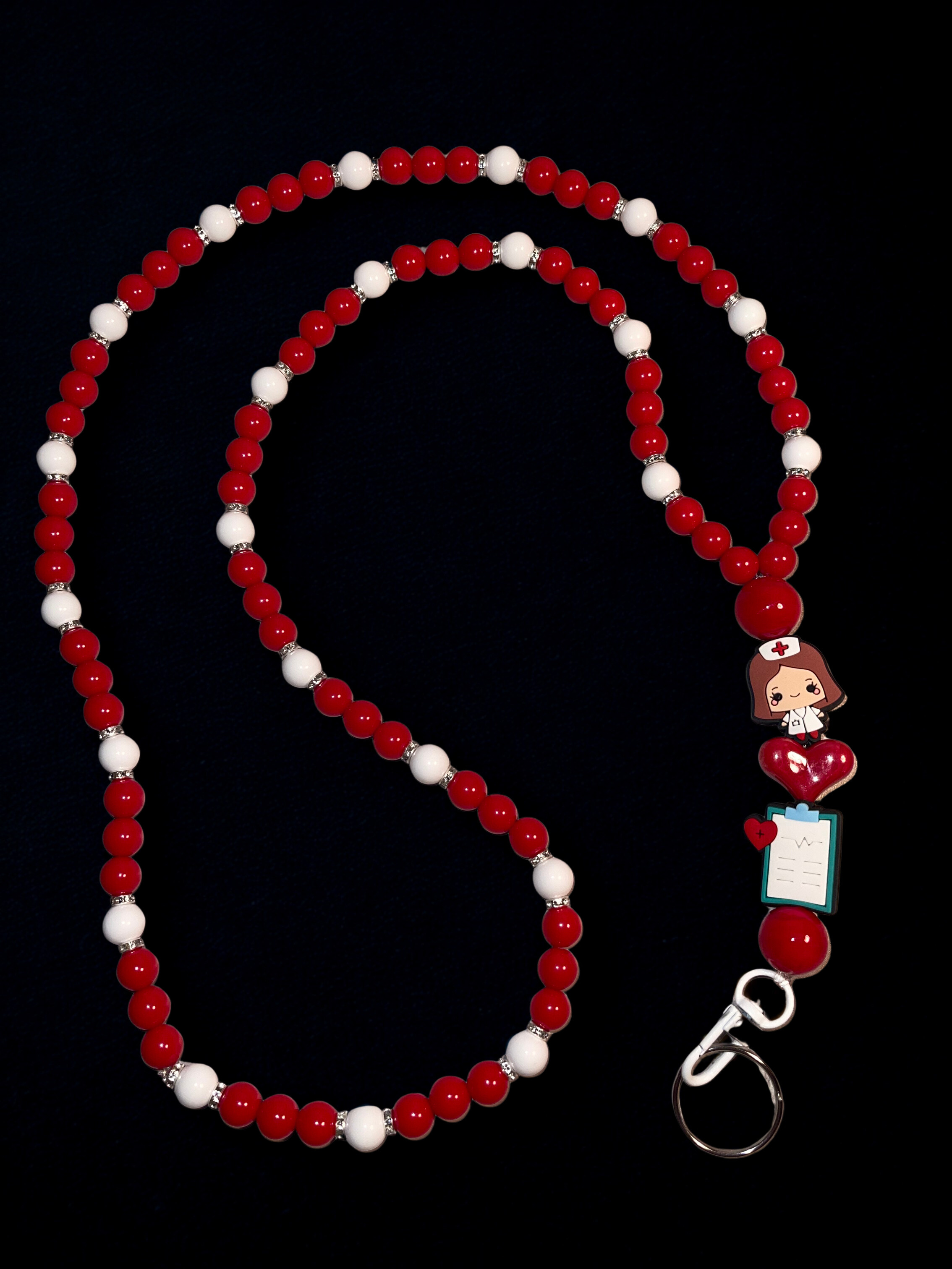 Nurse Handmade Beaded Lanyard - Acrylic & Silicone Nurse Theme Bead Lanyard, Gift for Nurses & Healthcare Workers
