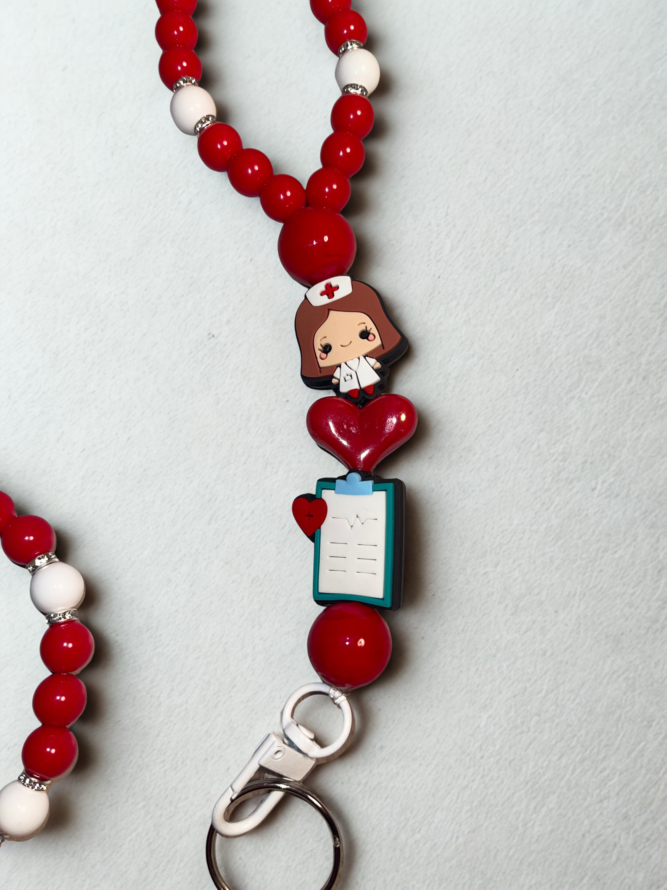 Nurse Handmade Beaded Lanyard - Acrylic & Silicone Nurse Theme Bead Lanyard, Gift for Nurses & Healthcare Workers