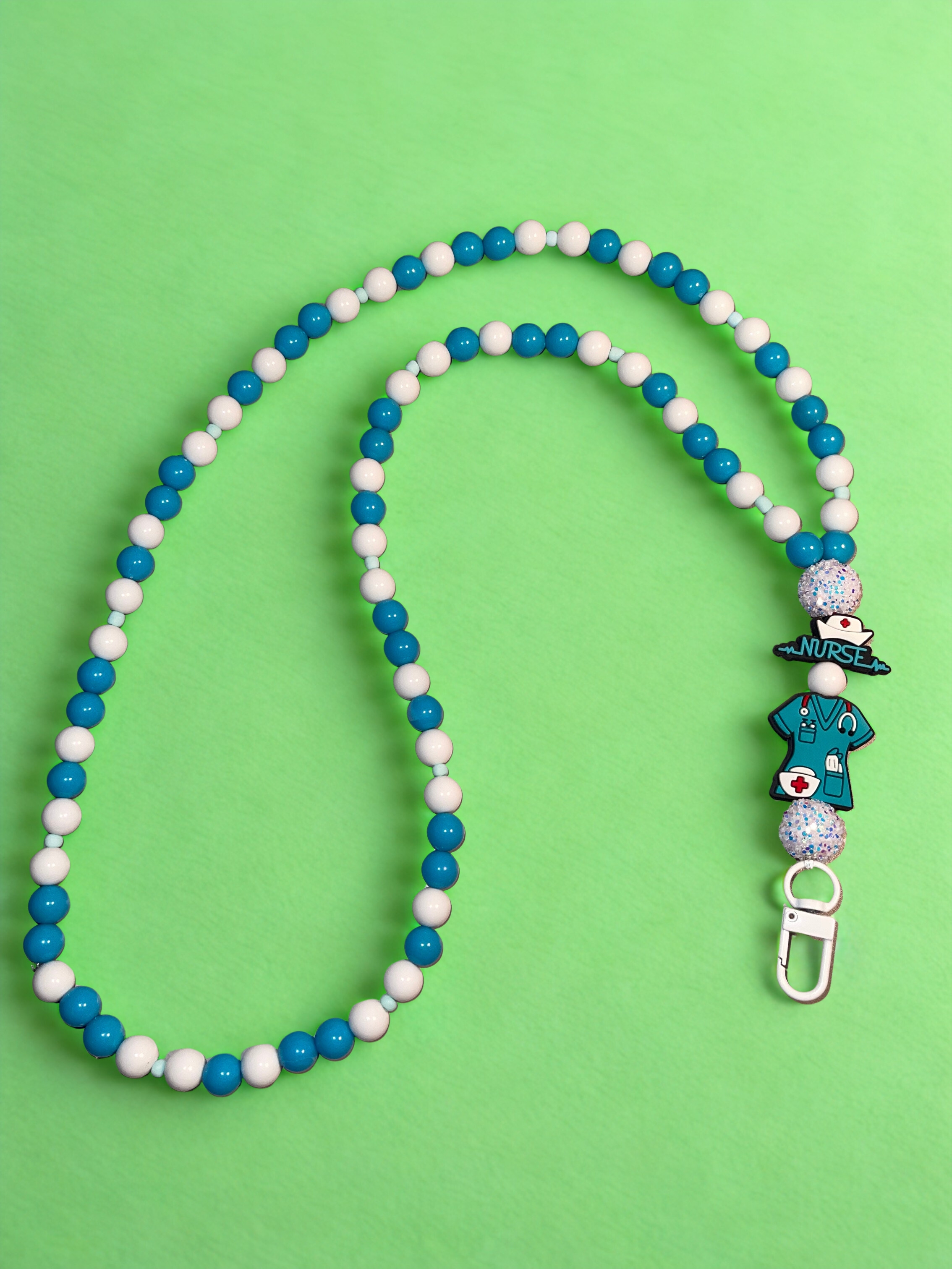 Nurse Handmade Beaded Lanyard - Acrylic & Silicone Nurse Theme Bead Lanyard, Gift for Nurses & Healthcare Workers