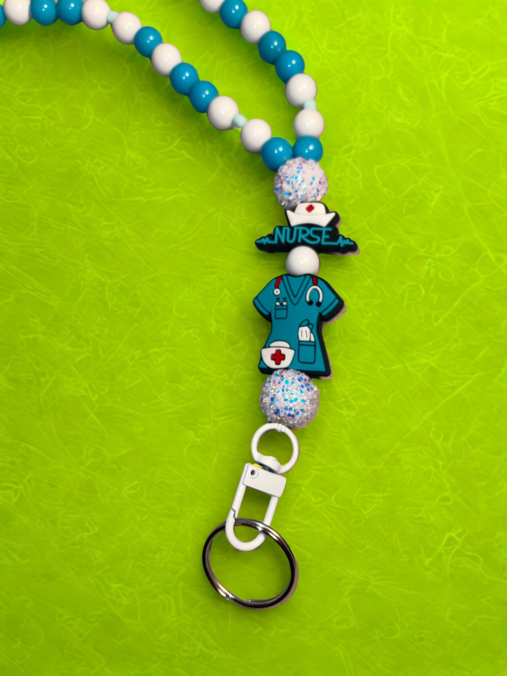 Nurse Handmade Beaded Lanyard - Acrylic & Silicone Nurse Theme Bead Lanyard, Gift for Nurses & Healthcare Workers