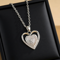 Double Heart Cubic Zirconia Pendant Necklace