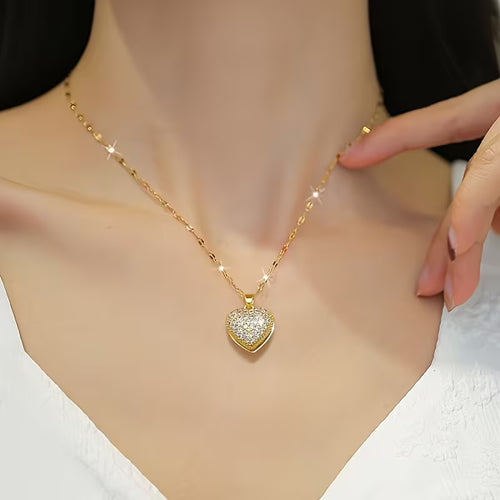 18K Gold-Plated Textured Heart Pendant Necklace