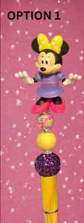 Character Beaded Pen - Handmade Acrylic & Silicone Bead Pen with Miniature Doll, Fun Writing Accessory