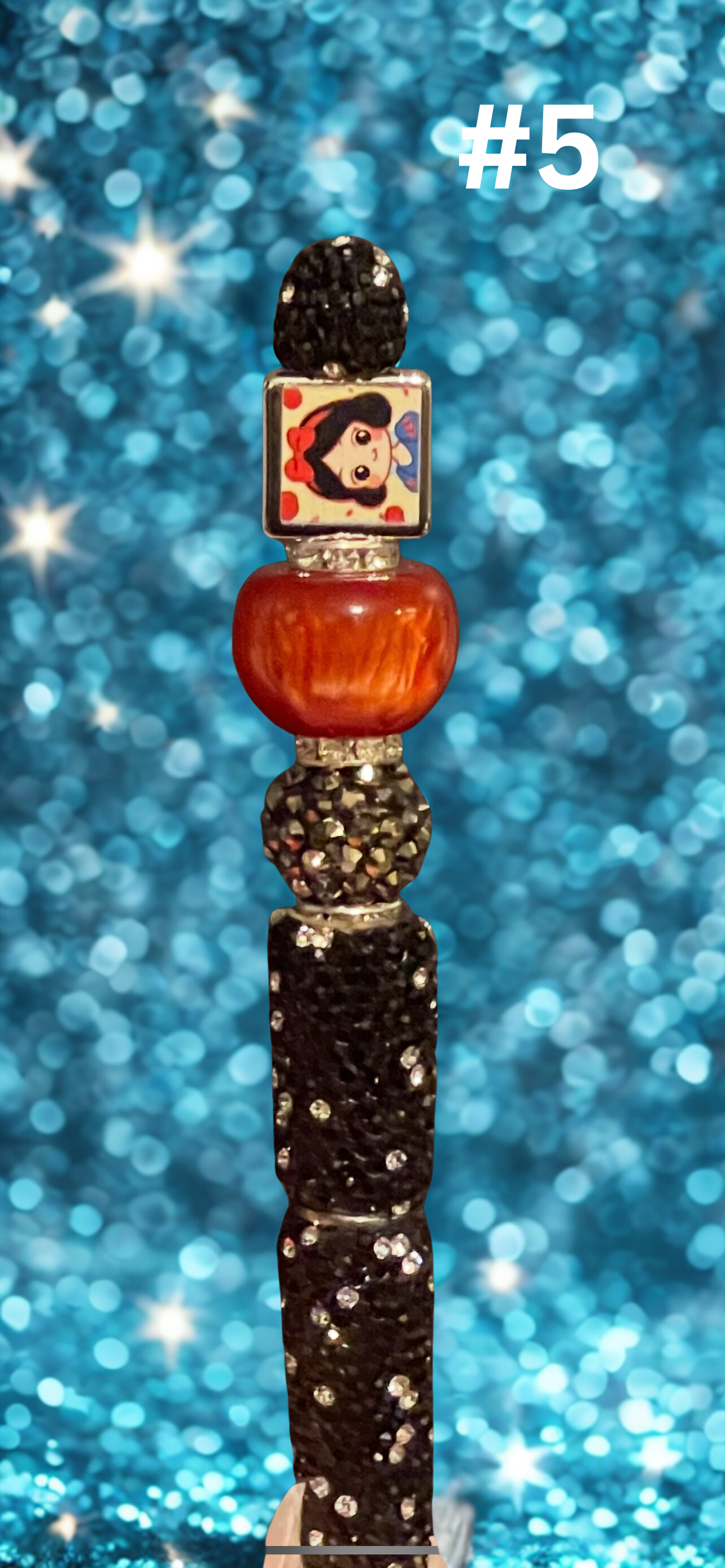 Character Beaded Pen - Handmade Acrylic & Silicone Bead Pen with Miniature Doll, Fun Writing Accessory