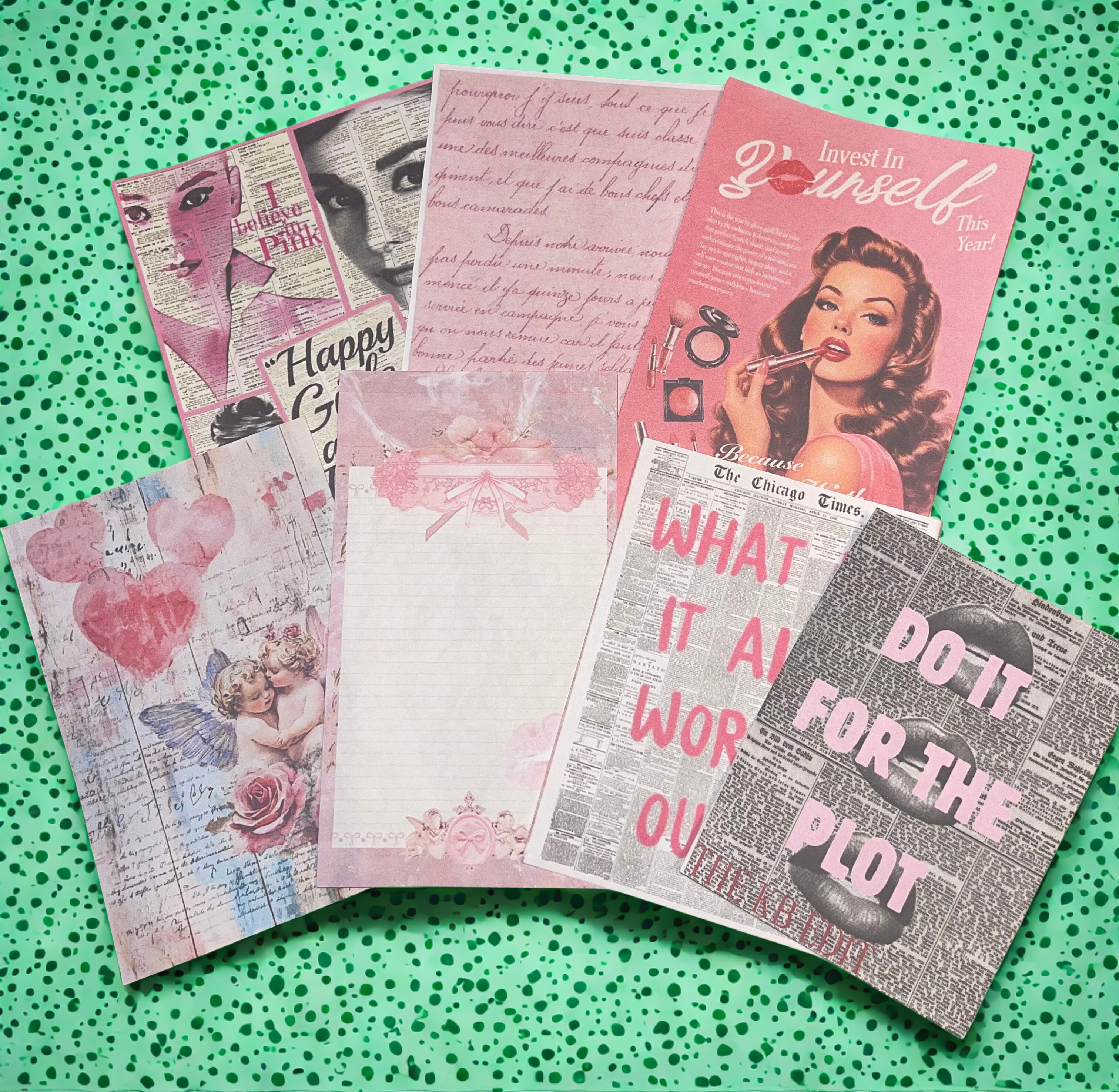 All Things Pink Ephemera Collection - DIY Junk Journal Kit with Paper, Photo Paper & Die Cut Stickers, Scrapbook Supply