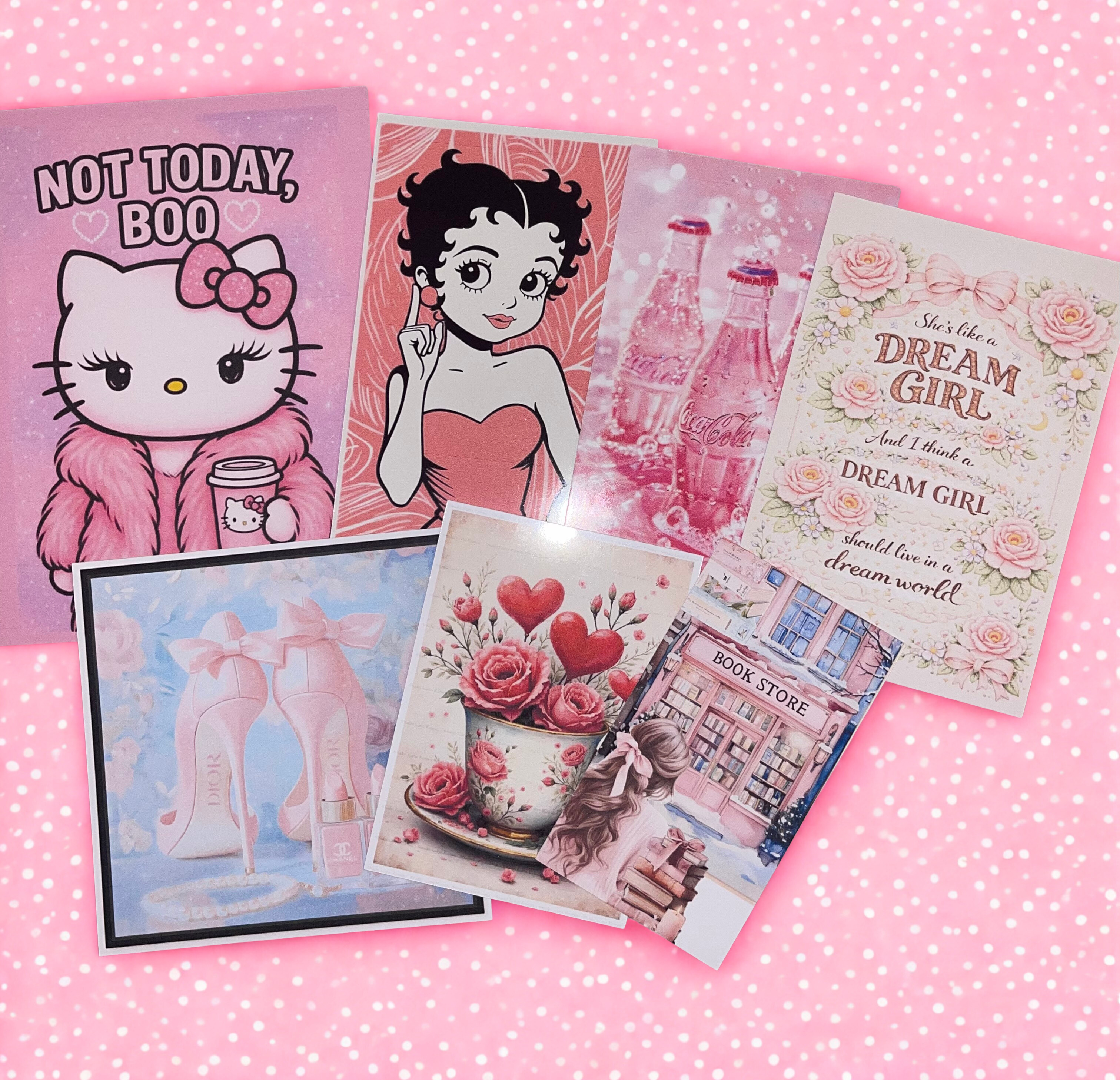 All Things Pink Ephemera Collection - DIY Junk Journal Kit with Paper, Photo Paper & Die Cut Stickers, Scrapbook Supply