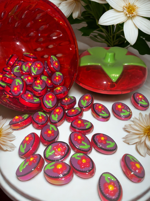 Acrylic Flower Beads - 25mm Flower & Bird Design Beads in 4 Color Options for DIY Crafts & Jewelry Making, 10 Per Pack