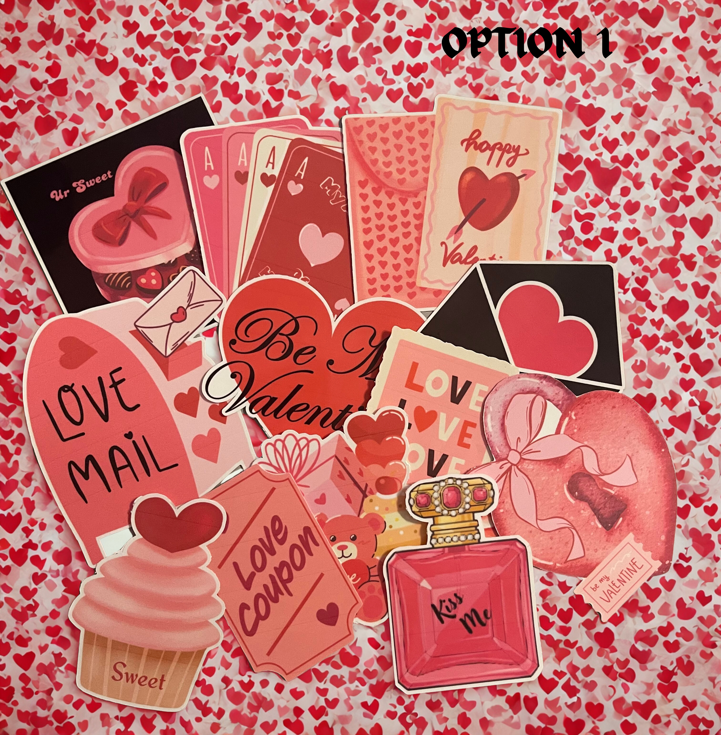 Love & Valentine Self-Designed Sticker Collection - DIY Craft Stickers in Love Stamps, Sweets & Puppy Love, Set of 12