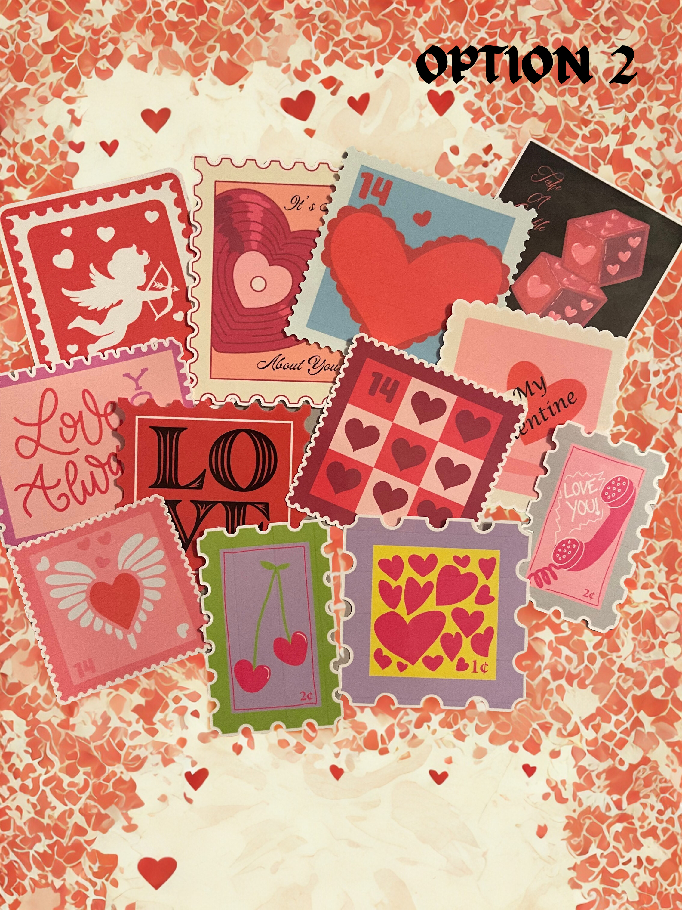 Love & Valentine Self-Designed Sticker Collection - DIY Craft Stickers in Love Stamps, Sweets & Puppy Love, Set of 12