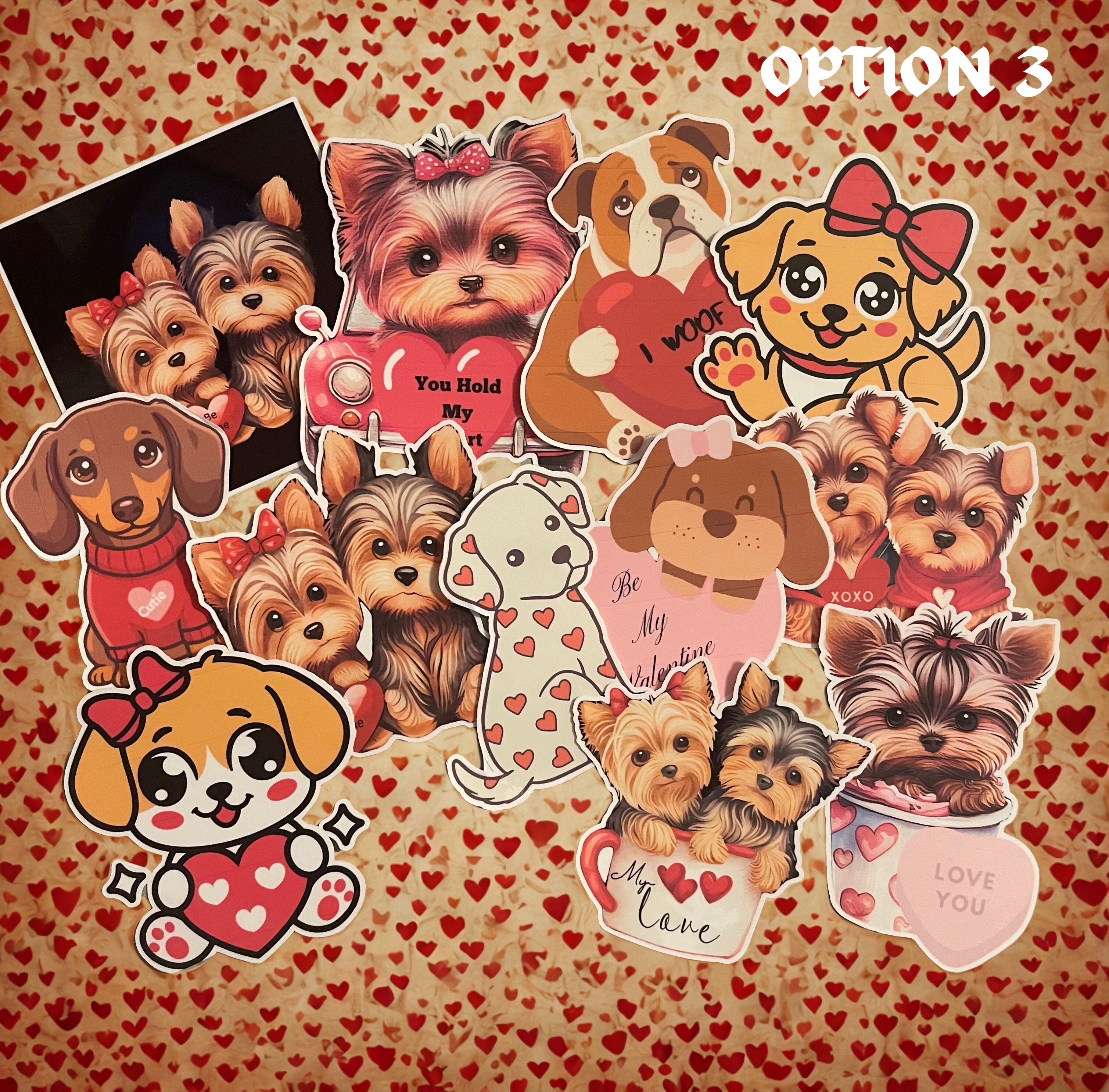 Love & Valentine Self-Designed Sticker Collection - DIY Craft Stickers in Love Stamps, Sweets & Puppy Love, Set of 12