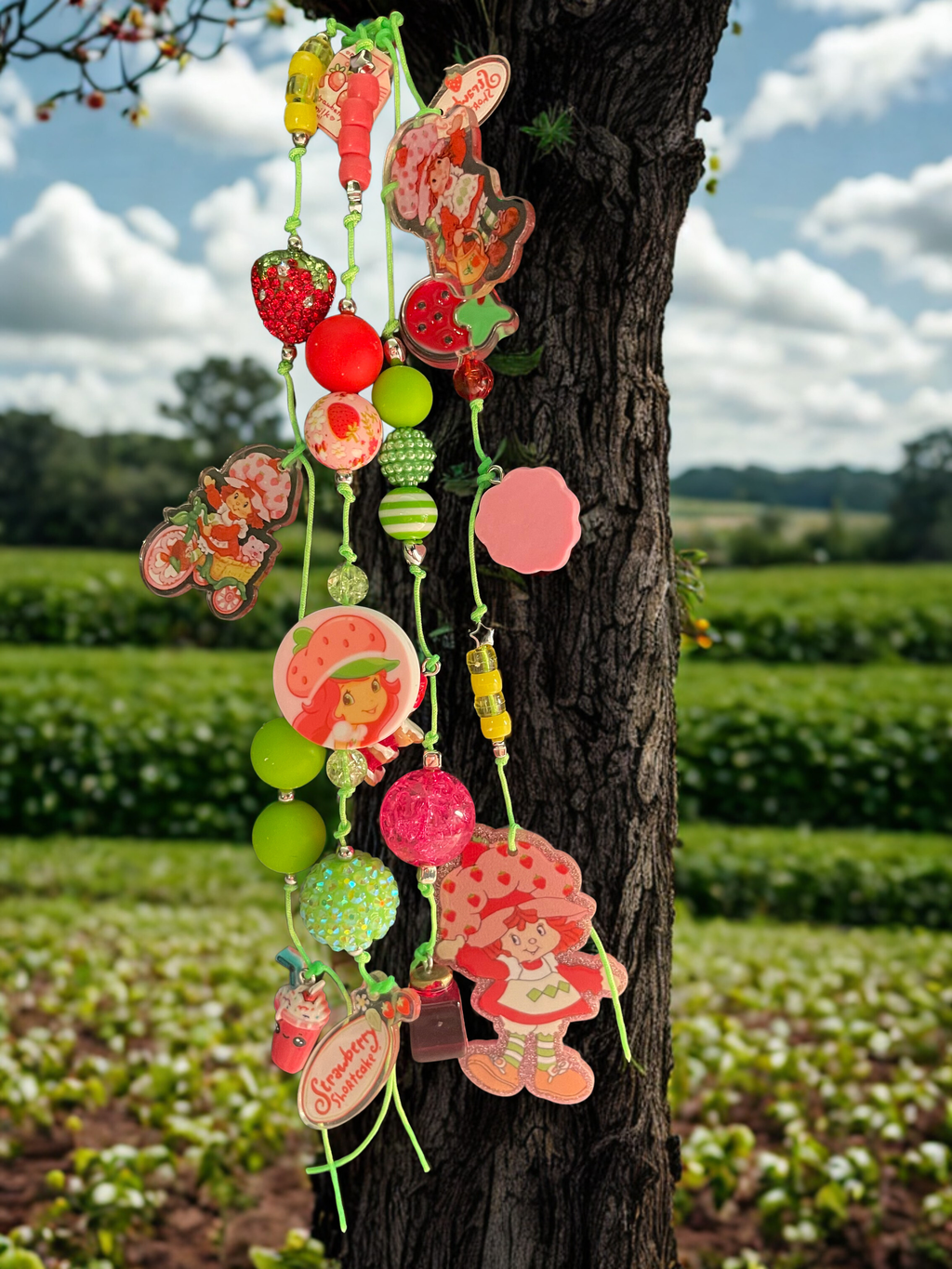 Strawberry Shortcake Handmade Journal Charm - Character Beaded Bookmark Charm, Planner Accessory