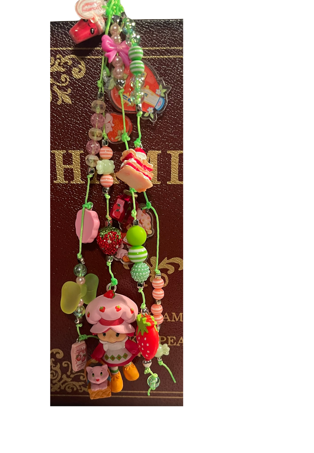 Strawberry Shortcake Handmade Journal Charm - Character Beaded Bookmark Charm, Planner Accessory