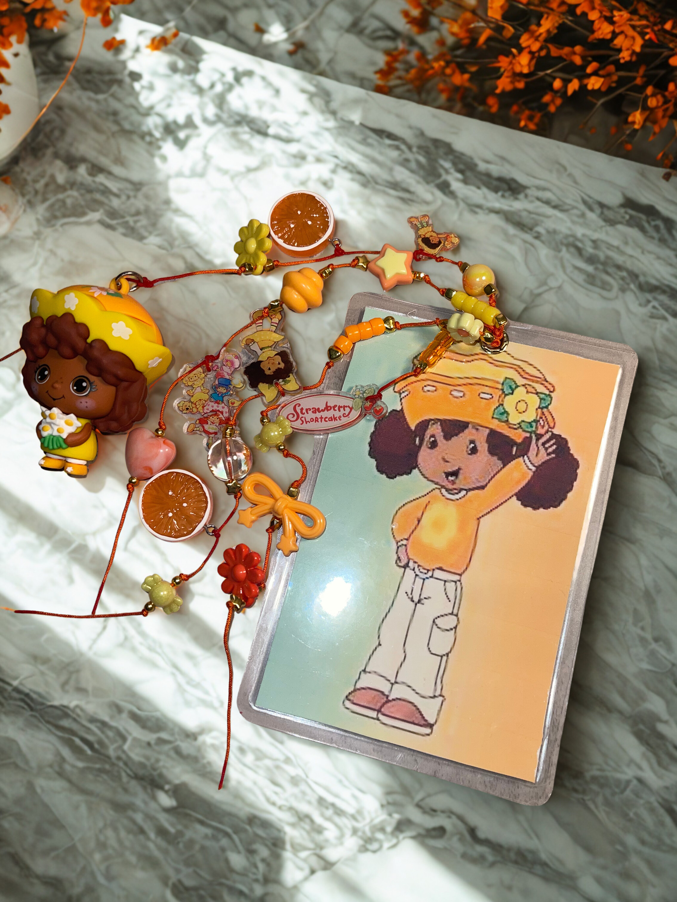 Strawberry Shortcake Handmade Journal Charm - Character Beaded Bookmark Charm, Planner Accessory