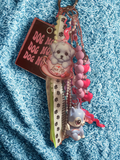 Doggie Tote Bag with Handmade Charm - Dog Lover Tote with Zipper Pouch & Beaded Charm, Gift for Dog Moms
