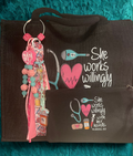 Nurse Tote Bag with Handmade Charm - Nurse Design Tote with Matching Zipper Bag & Beaded Charm, Gift for Nurses