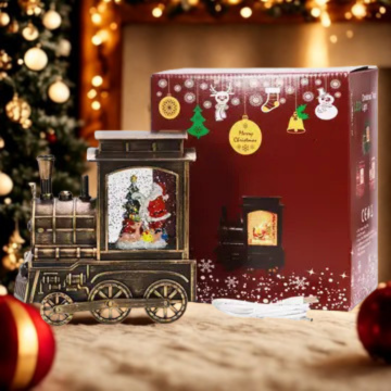 Christmas Train Glittering Snowfall Lantern | Snow Globe | Music & Soft White LED