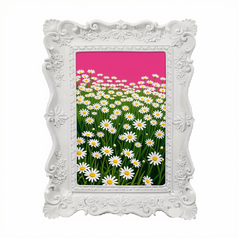 Vintage White Ornate Picture Frame | 4x6 Resin Floral Tabletop Frame