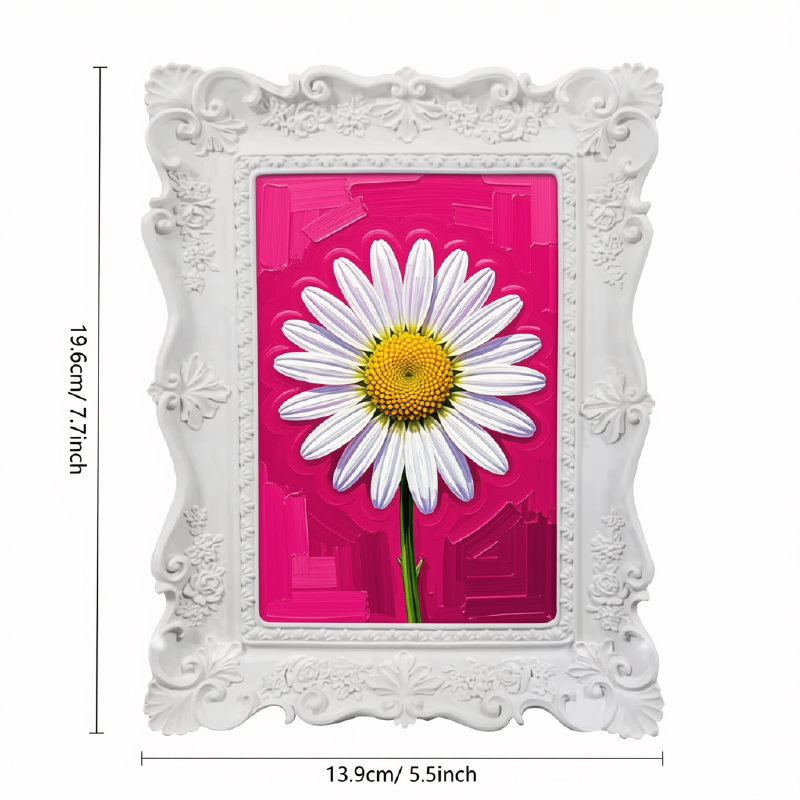Vintage White Ornate Picture Frame | 4x6 Resin Floral Tabletop Frame