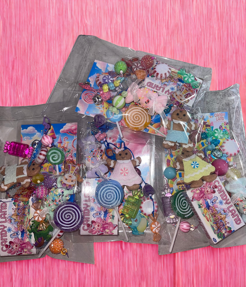 Candy Land Handmade Junk Journal Charm - Sweet Beaded Bookmark Charm, Planner Accessory