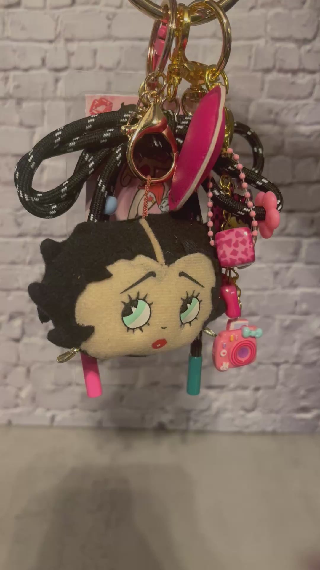 Retro Glam Doll Handmade Bag Charm - Iconic Character Purse Charm with Bow & Acrylics, Handbag Accessory